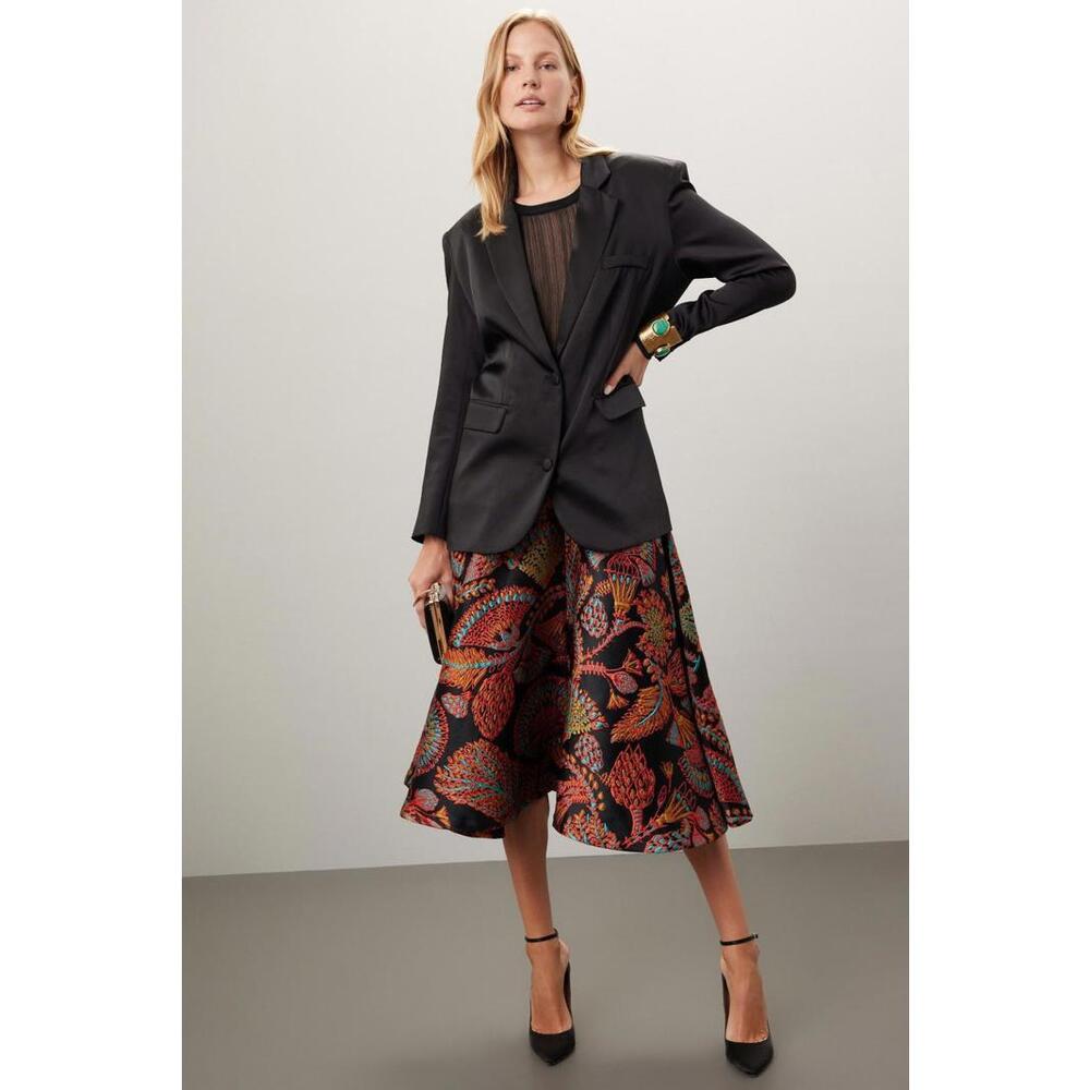 La DoubleJ Black Floral Jersey Milano Skirt Size S with Hole - Picture 1 of 7